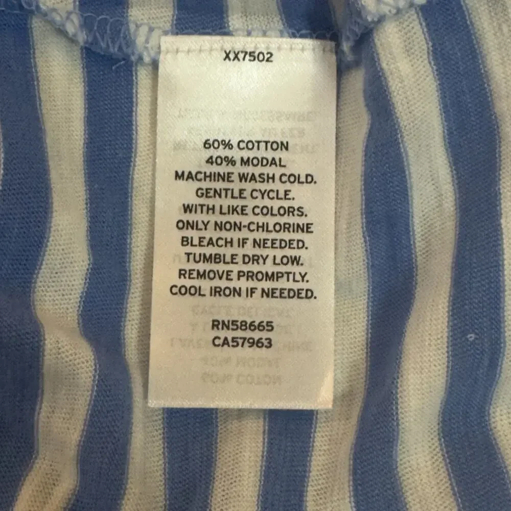 Caslon TShirt Womens XXSmall Blue White Brooke Striped Front Pocket Scoop Neck
